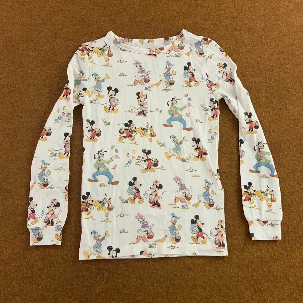 Pottery Barn Kids Unisex 6 White Disney Mickey Easter Bamboo Pajama Set New